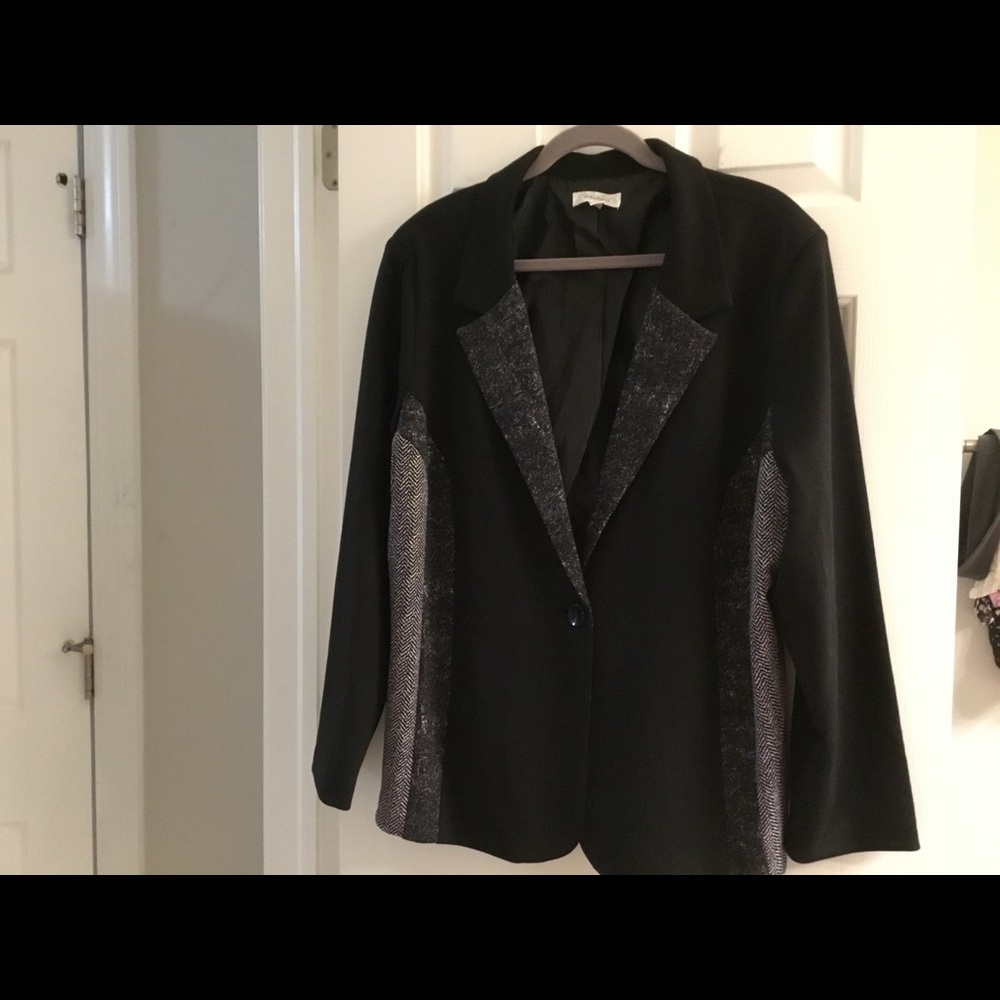 Black Blazer with Print Detail